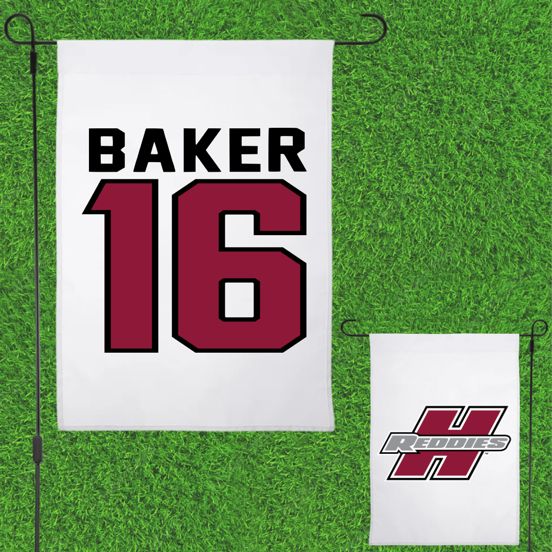 Henderson State University Football White Garden Flag - #16 Zach Baker