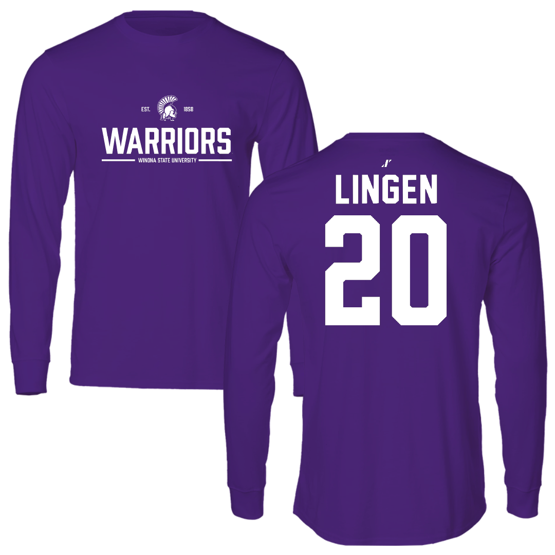 Winona State University Baseball Purple General Performance Long Sleeve - #20 Drew Lingen