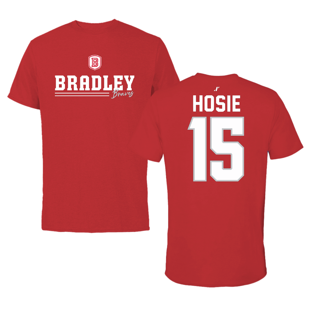 Bradley University Baseball Red General Performance Tee - #15 Nick Hosie