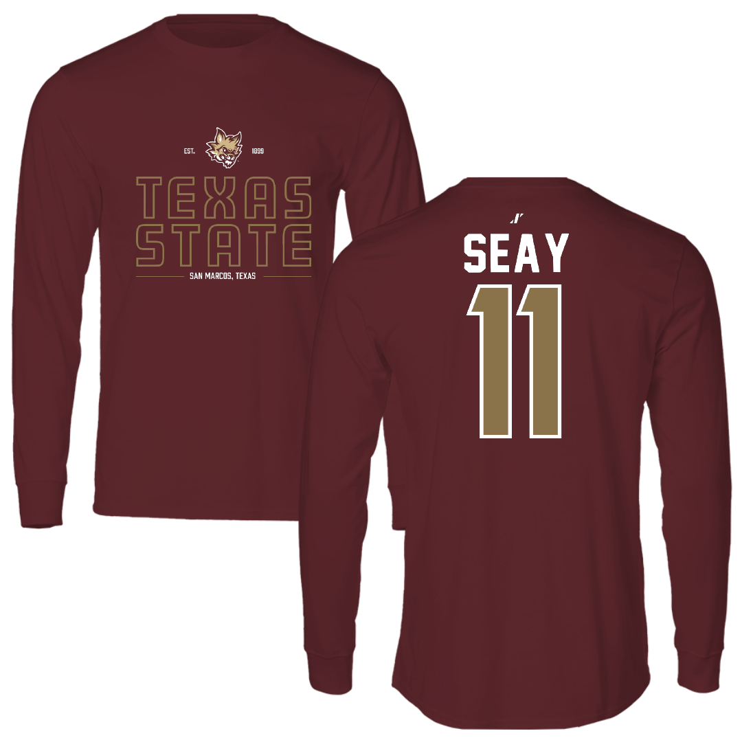 Texas State University Baseball Maroon General Long Sleeve - #11 Taylor Seay