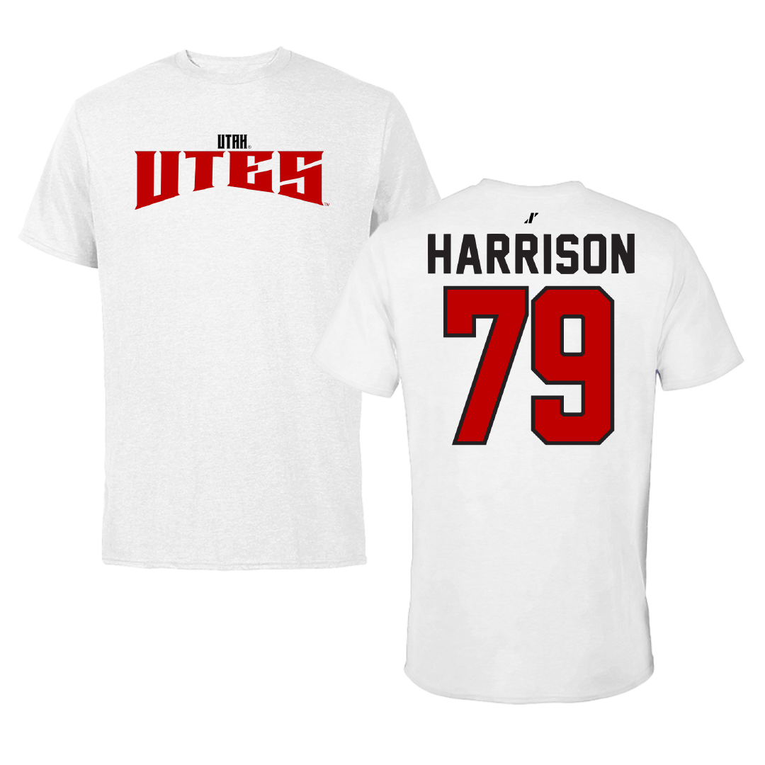University of Utah Football White Classic Performance Tee - #79 Alex Harrison