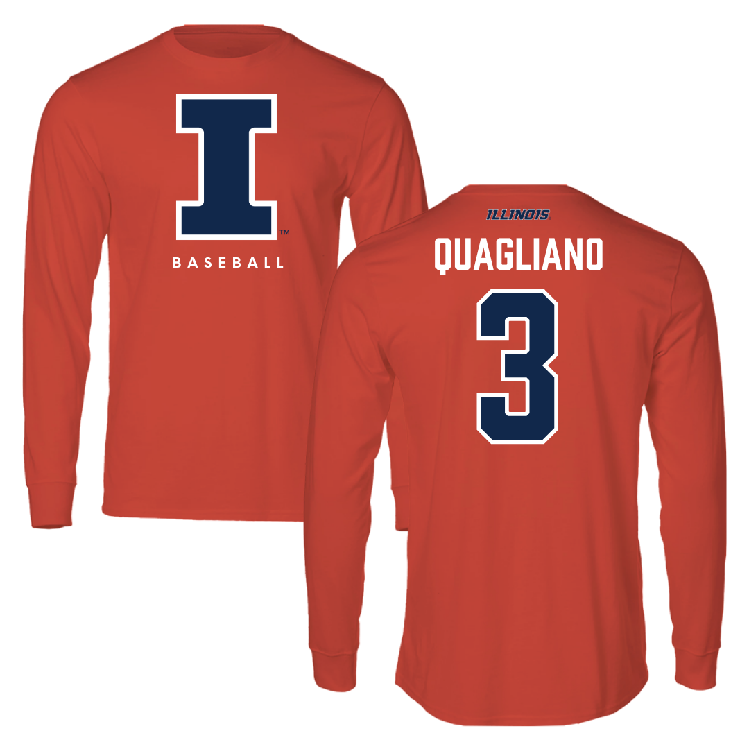 University of Illinois Baseball Orange Long Sleeve - #3 Coltin Quagliano