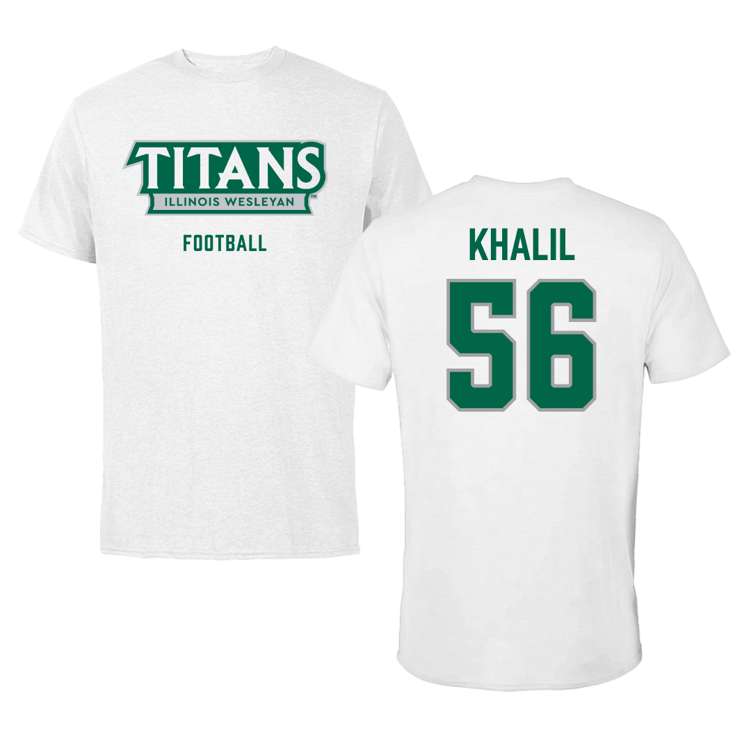 Illinois Wesleyan University Football White Mascot Performance Tee - #56 Mo Khalil