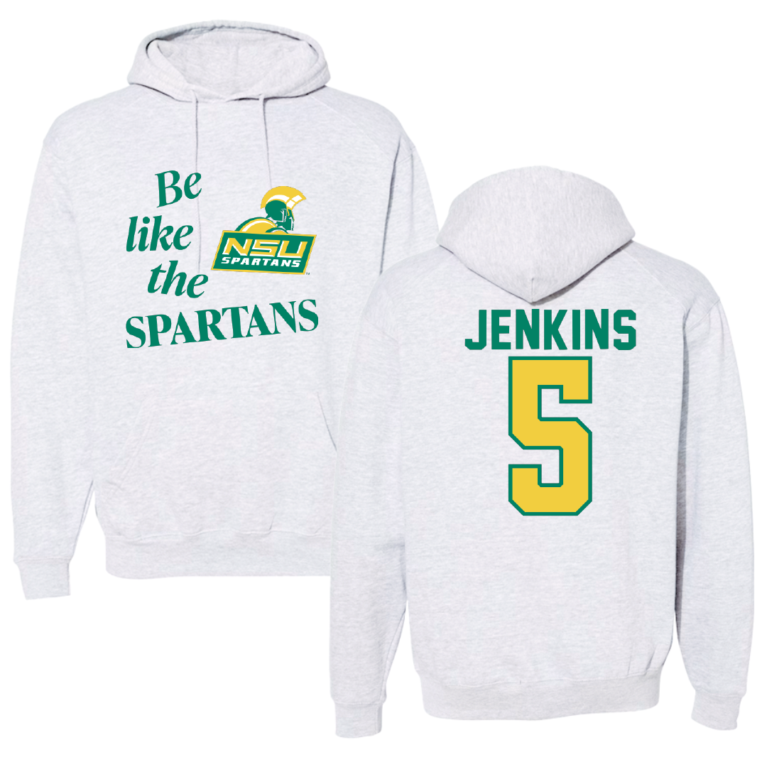 Norfolk State University Basketball Light Gray Be Like Us Hoodie - #5 Tyrese Jenkins