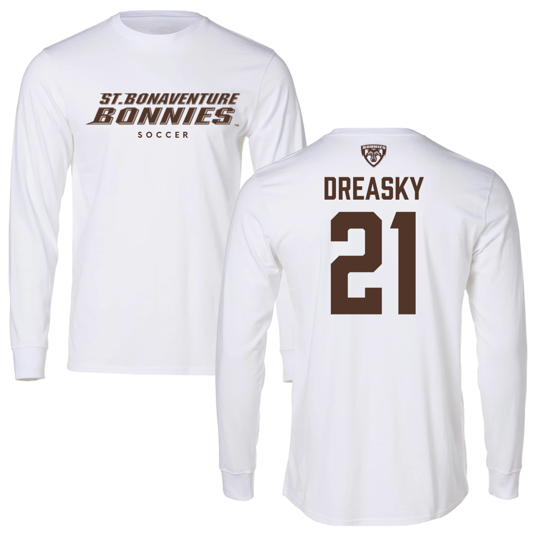 St. Bonaventure University Soccer White Long Sleeve - #21 Avery Dreasky