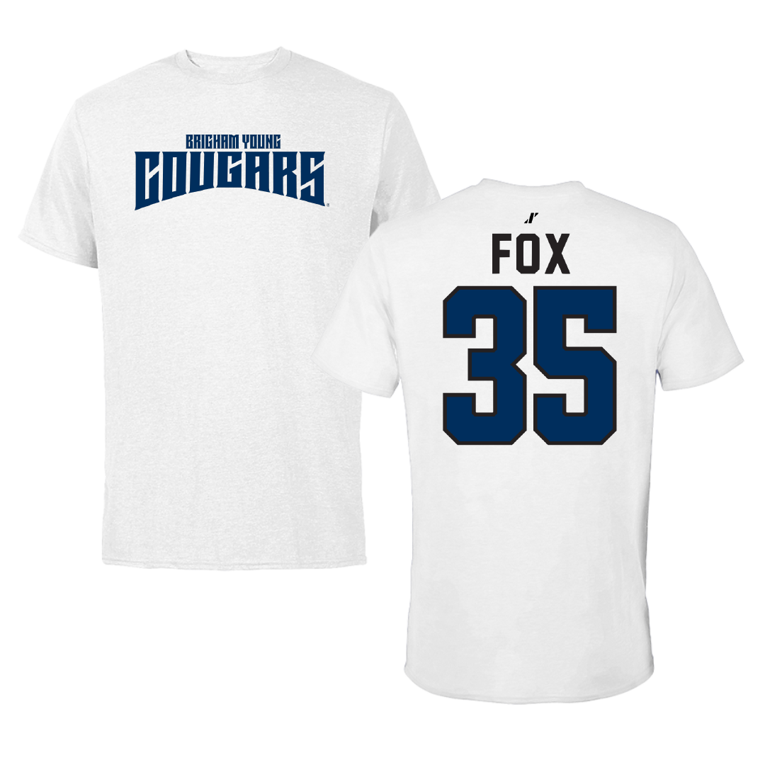 Brigham Young University Baseball White Classic Performance Tee - #35 Matthew Fox