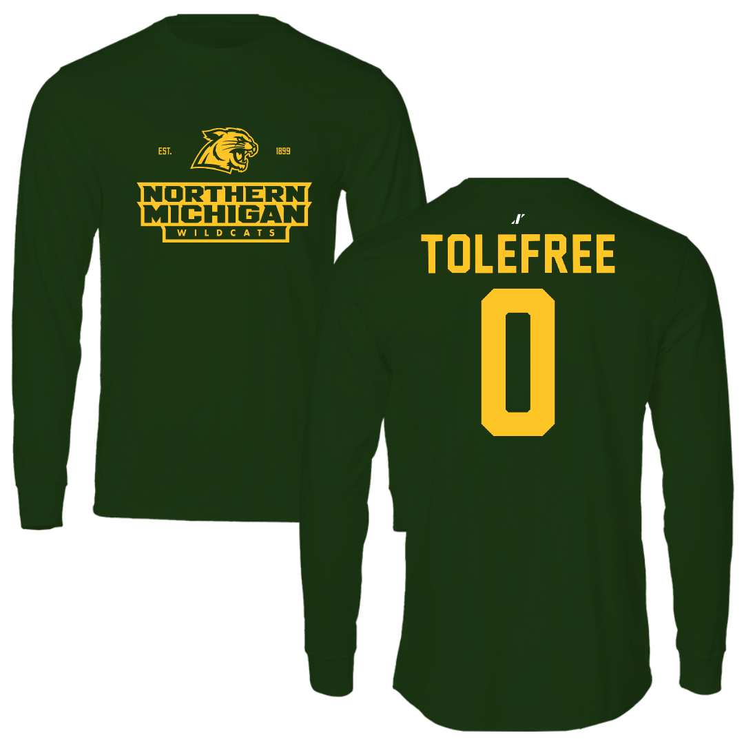 Northern Michigan University Basketball Forest Green General Long Sleeve - #0 Najashi Tolefree