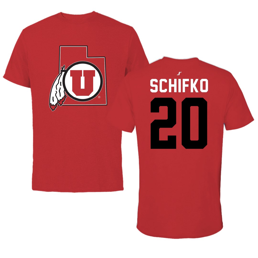 University of Utah Lacrosse Red State Tee - #20 Tyler Schifko