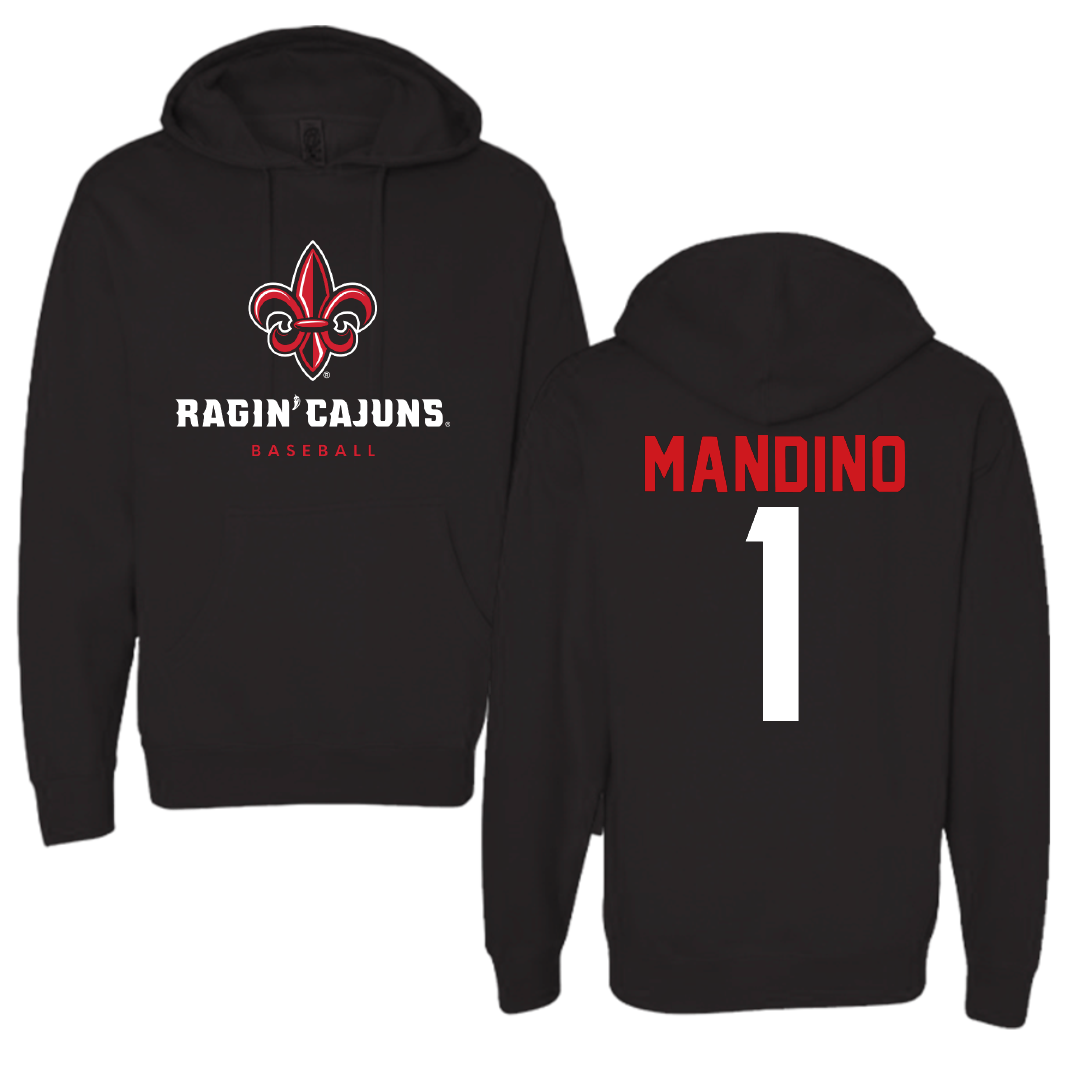 University of Louisiana at Lafayette Baseball Black Hoodie - #1 Maddox Mandino