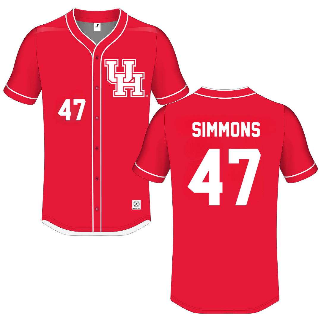 University of Houston Red Button-Down Jersey - #47 Logan Simmons