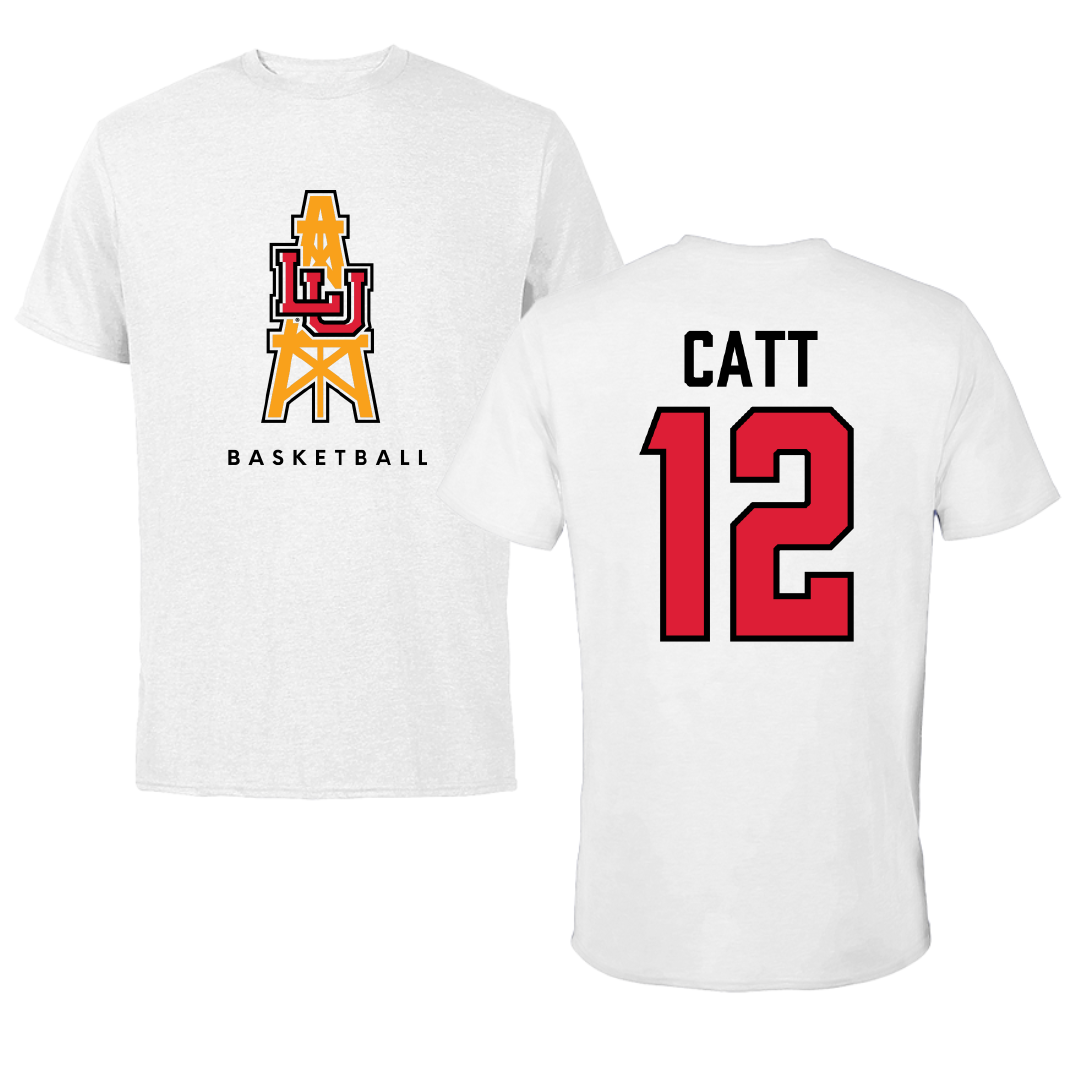 Lamar University Basketball White Performance Tee - #12 Valentin Catt
