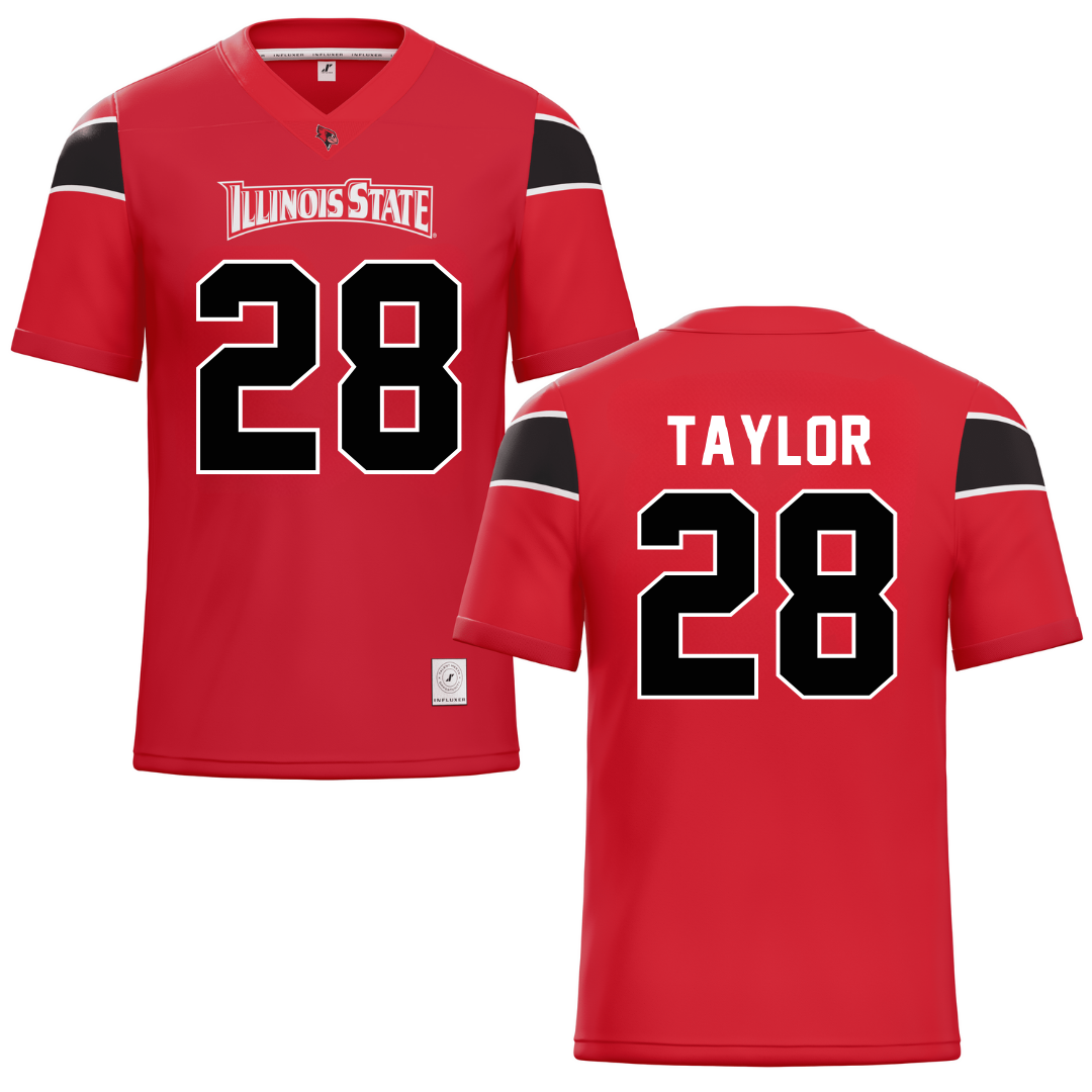 Illinois State University Red Football Jersey - #28 Chris Taylor