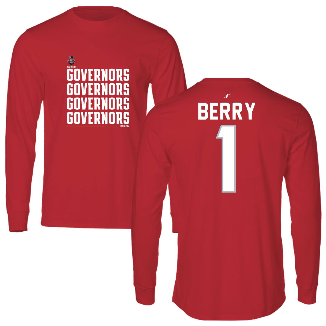 Austin Peay State University Soccer Red General Performance Long Sleeve - #1 Lauryn Berry