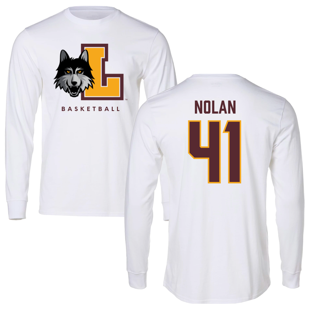 Loyola University-Chicago Basketball White Mascot Long Sleeve - #41 Emma Nolan