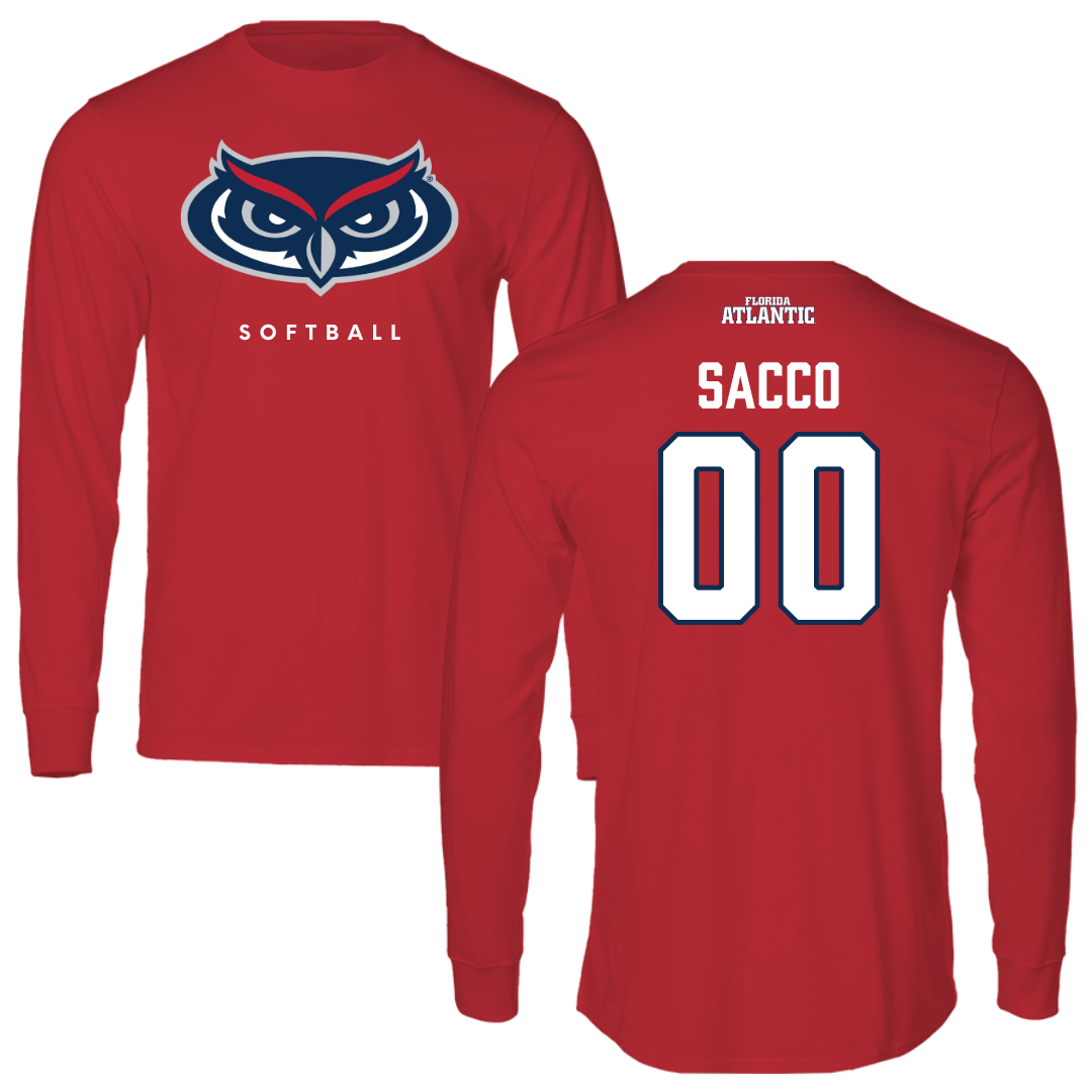 Florida Atlantic University Softball Red Long Sleeve - #00 Gabby Sacco