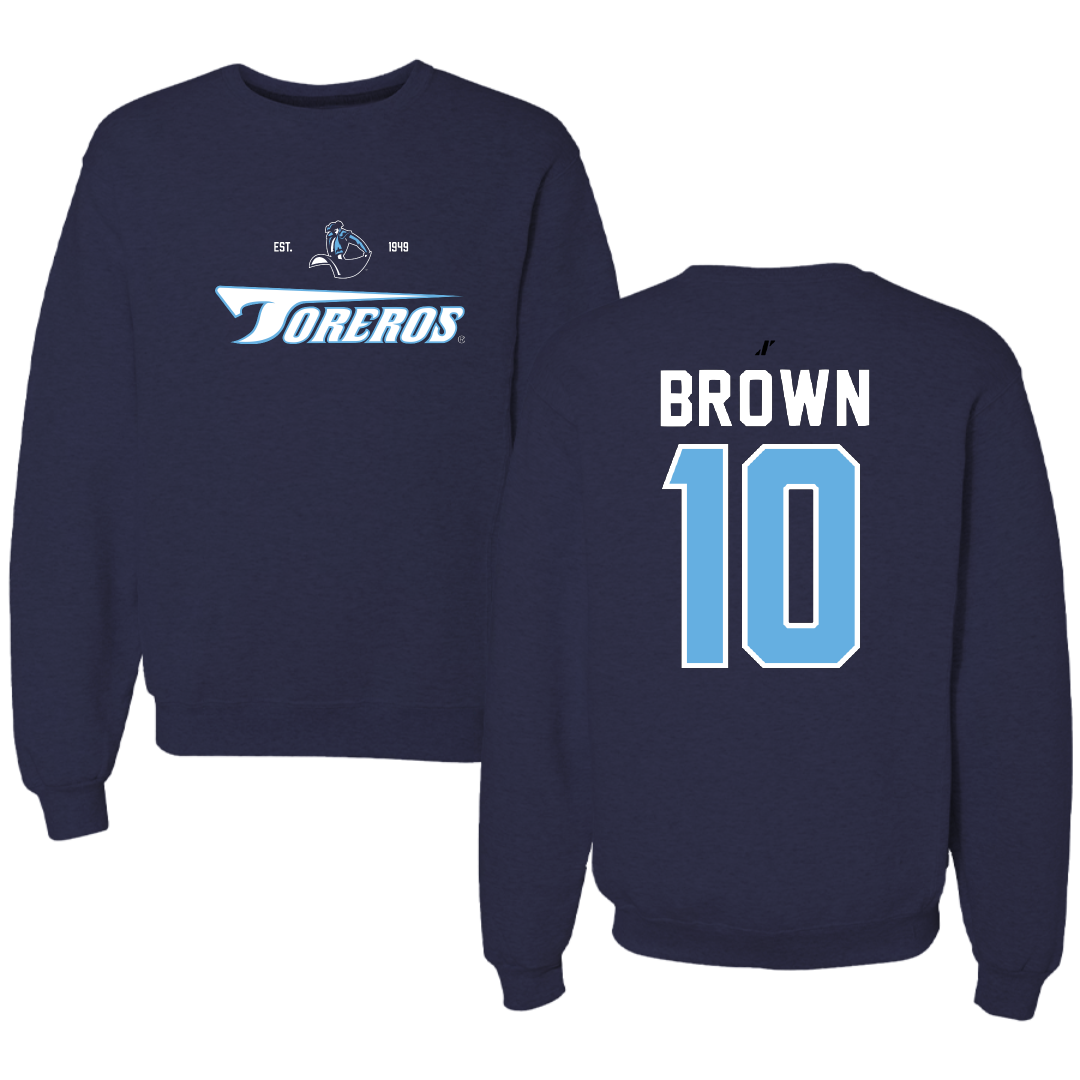 University of San Diego Football Navy General Crewneck - #10 Nathan Brown