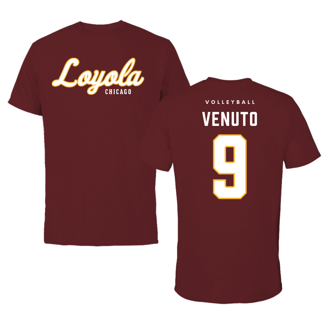 Loyola University-Chicago Volleyball Maroon Loyola Performance Tee - #9 Taylor Venuto