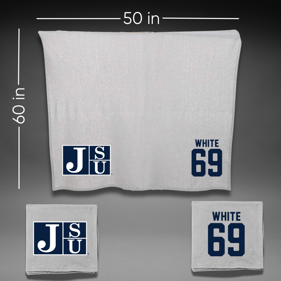 Jackson State University Football Gray Blanket - #69 Dequarious White