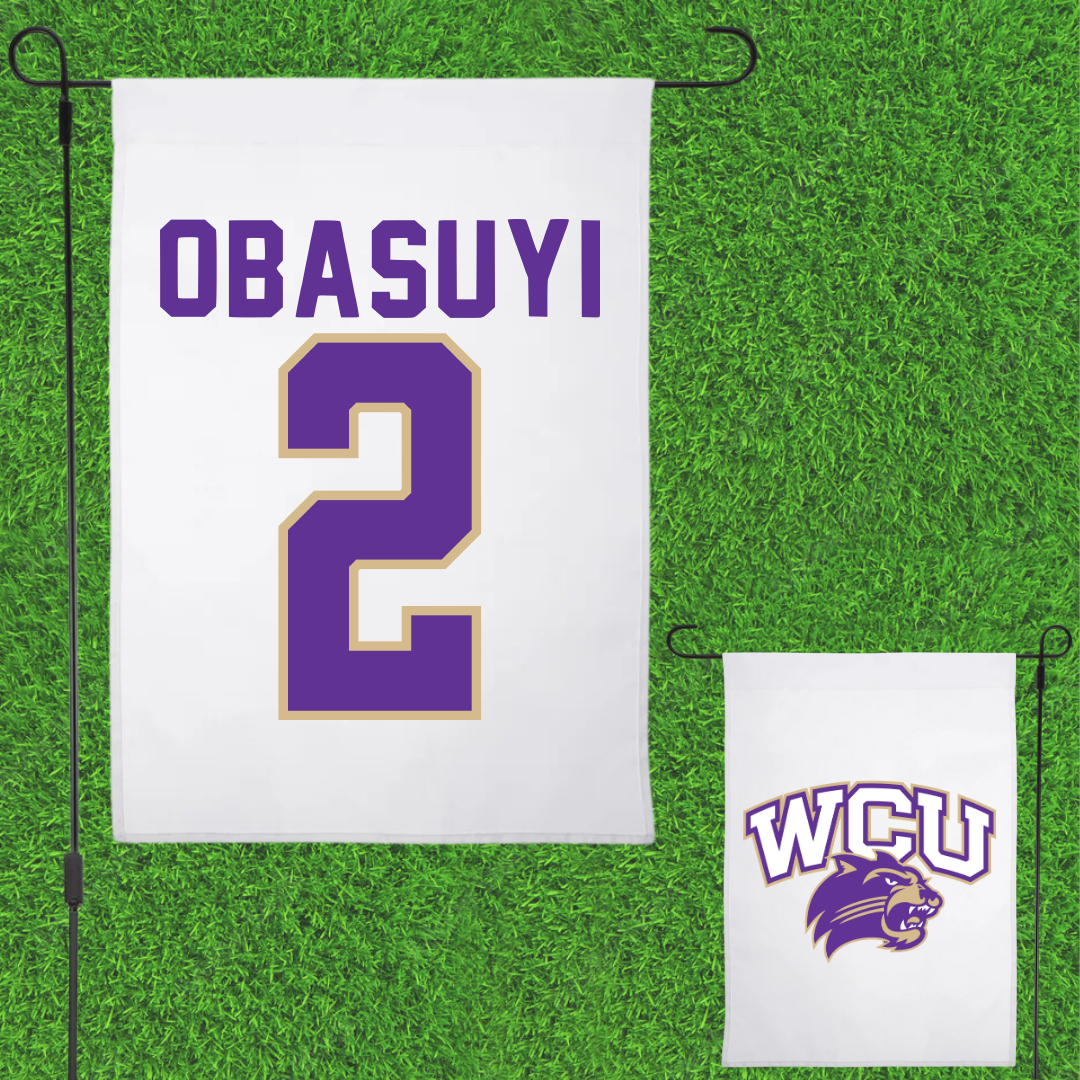 Western Carolina University Basketball White Garden Flag - #2 Kehinde Obasuyi