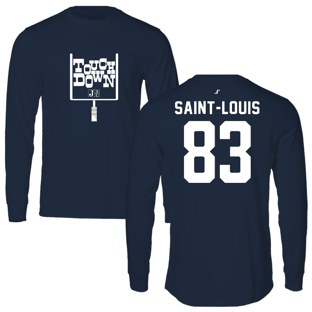 Jackson State University Football Navy Touchdown Long Sleeve - #83 Sebastien Saint-Louis