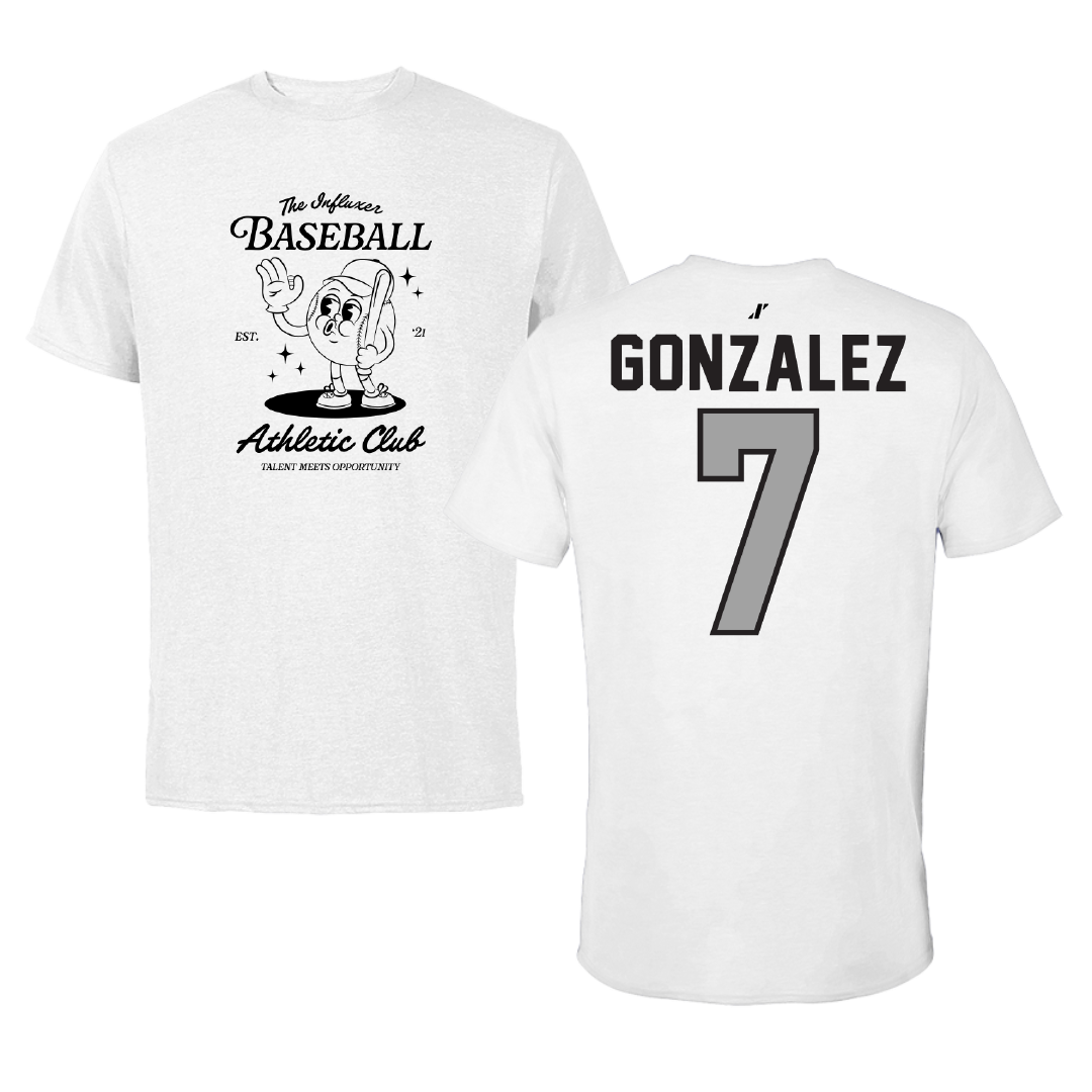Baseball White Influxer Athletic Club Tee - #7 Matt Gonzalez