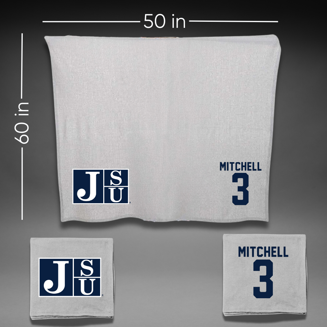 Jackson State University Basketball Gray Blanket - #3 Jayme Mitchell