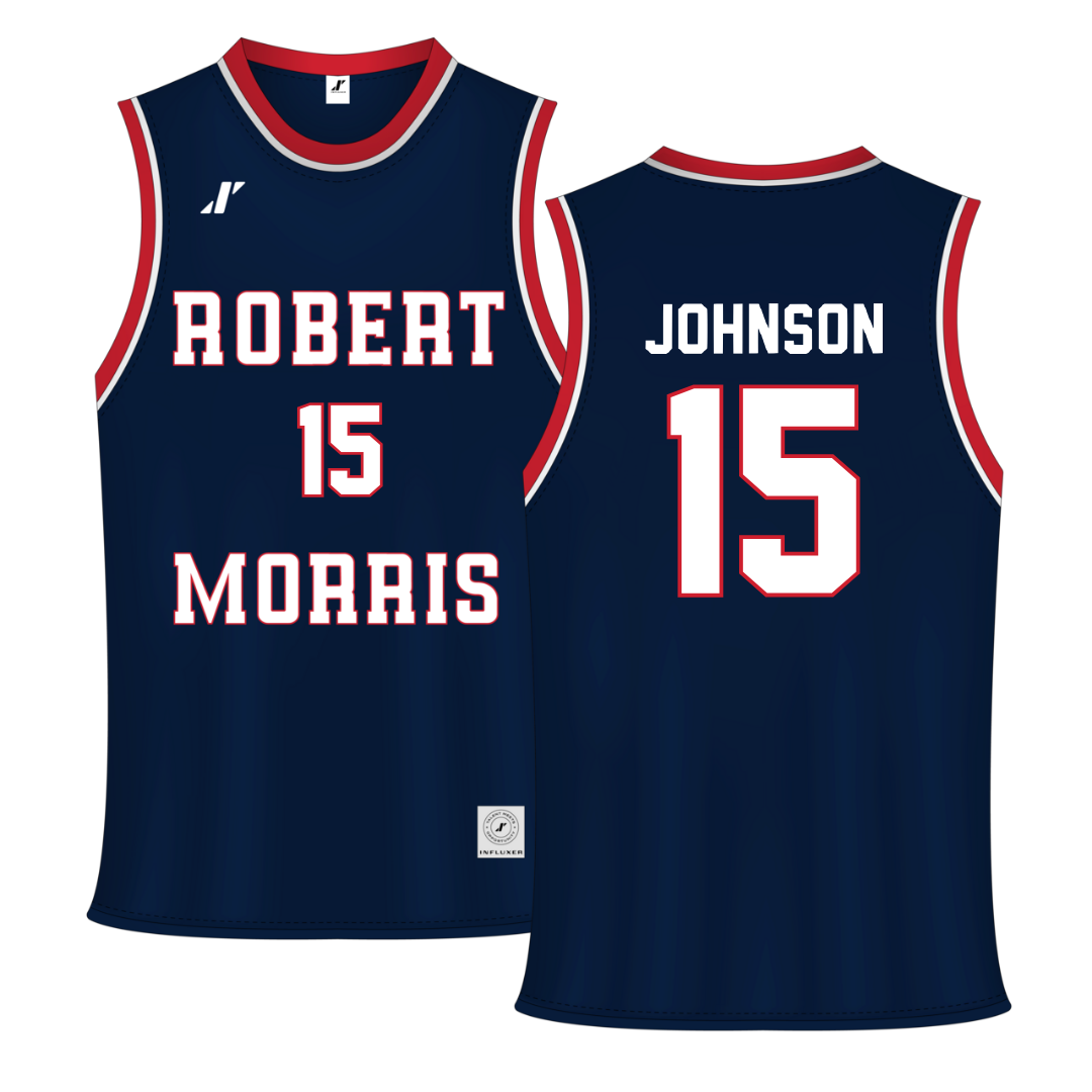 Robert Morris University Navy RMU Basketball Jersey - #15 Natalie Johnson