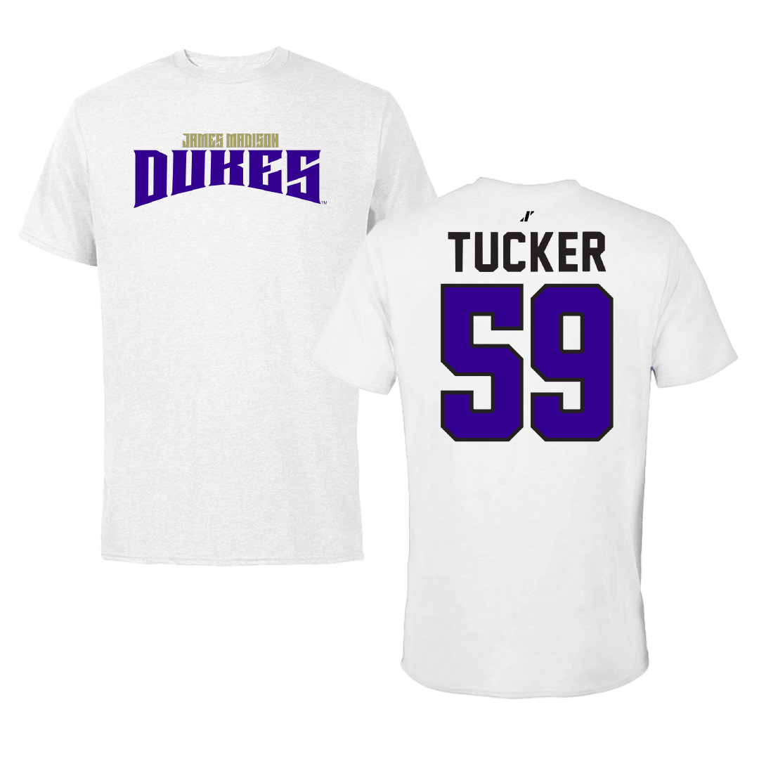 James Madison University Football White Classic Tee - #59 Tyrique Tucker