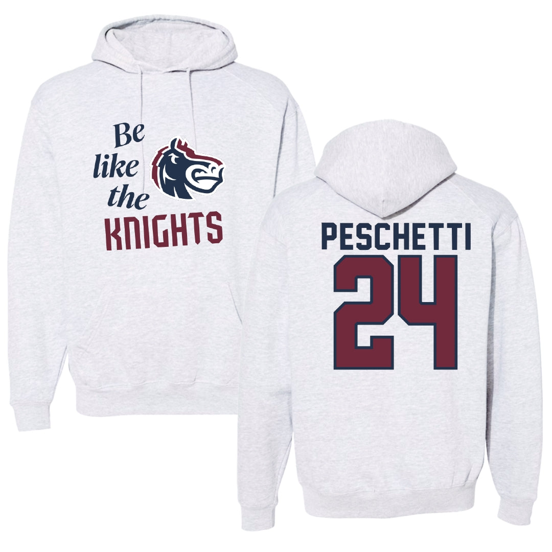 Fairleigh Dickinson University-Metropolitan Campus Soccer Light Gray Be Like Us Hoodie - #24 Daniela Peschetti