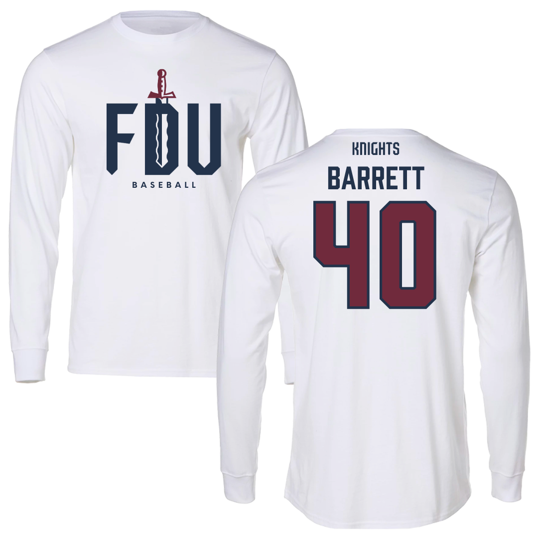 Fairleigh Dickinson University-Metropolitan Campus Baseball White Long Sleeve - #40 Ian Barrett