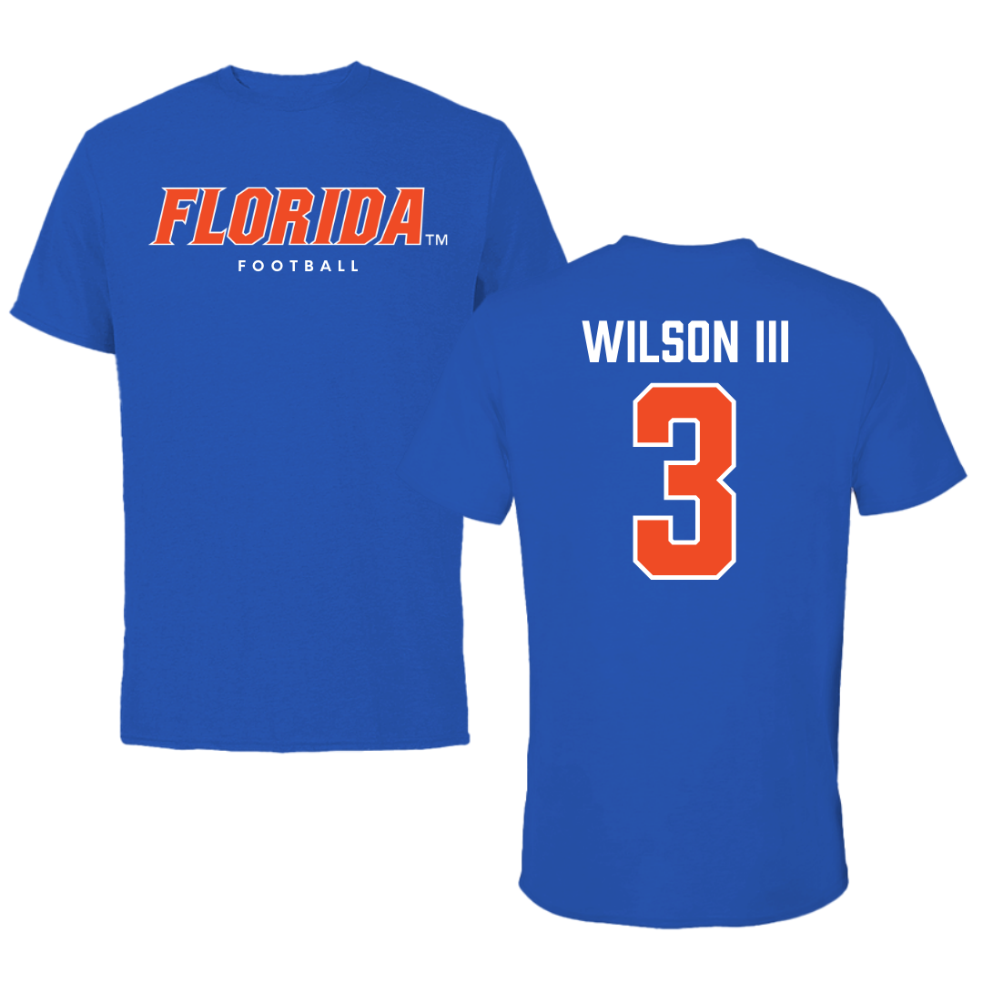 University of Florida Football True Royal Florida Performance Tee - #3 Eugene Wilson III