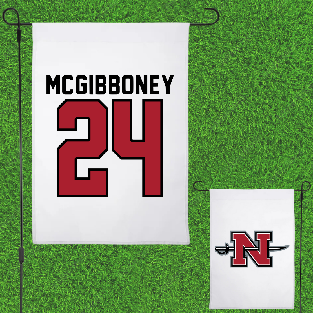 Nicholls State University Baseball White Garden Flag - #24 Luke McGibboney