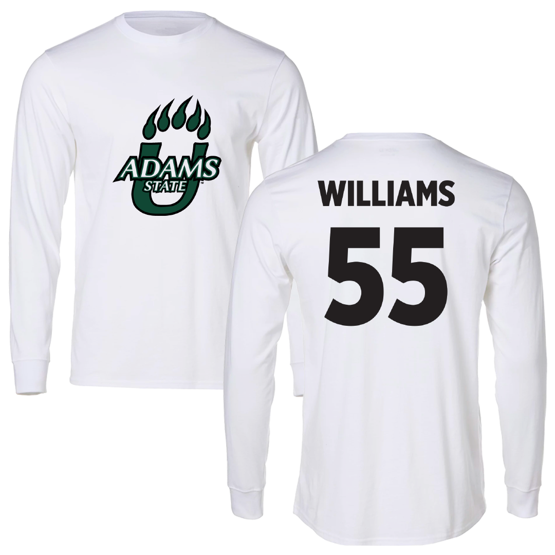Adams State University Football White Performance Long Sleeve - #55 Quincy Williams
