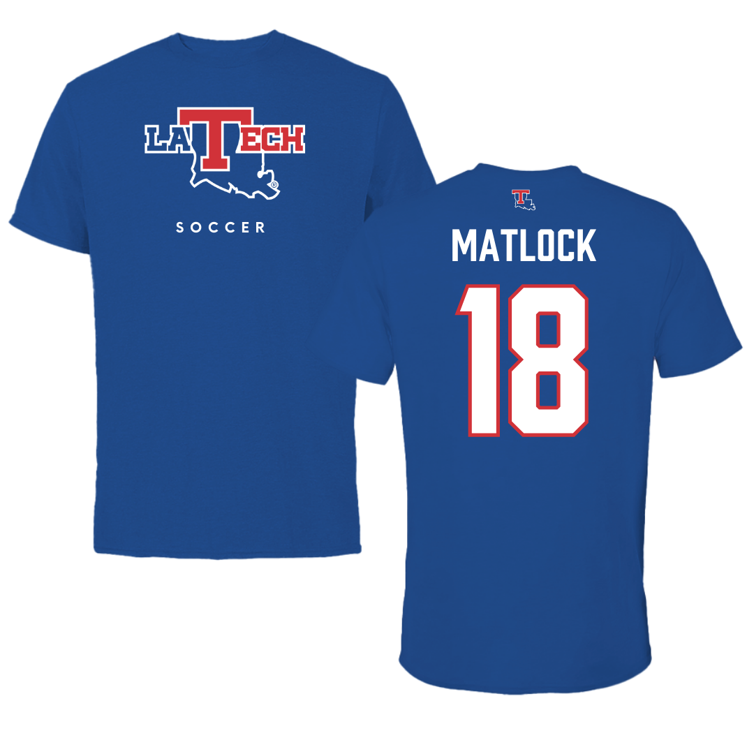 Louisiana Tech University Soccer True Royal Performance Tee - #18 Kalli Matlock