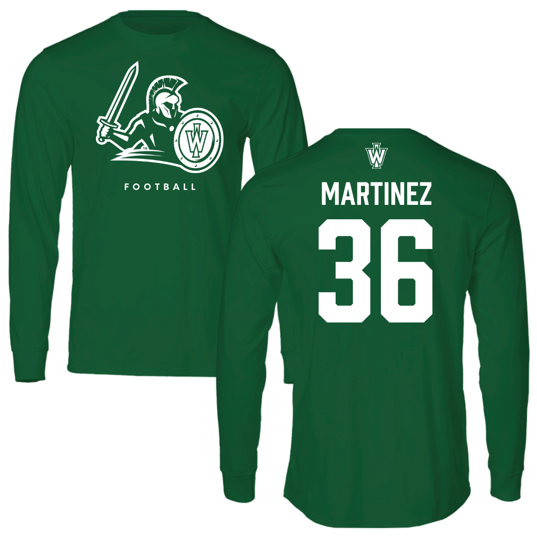 Illinois Wesleyan University Football Kelly Green Performance Long Sleeve - #36 Yahir Martinez