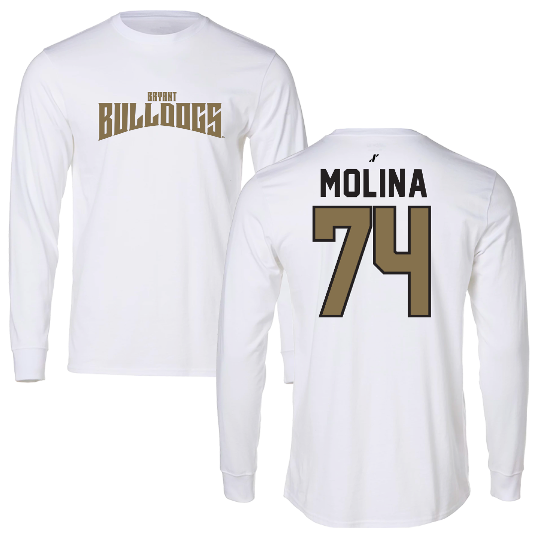 Bryant University Football White Classic Long Sleeve - #74 Nick Molina