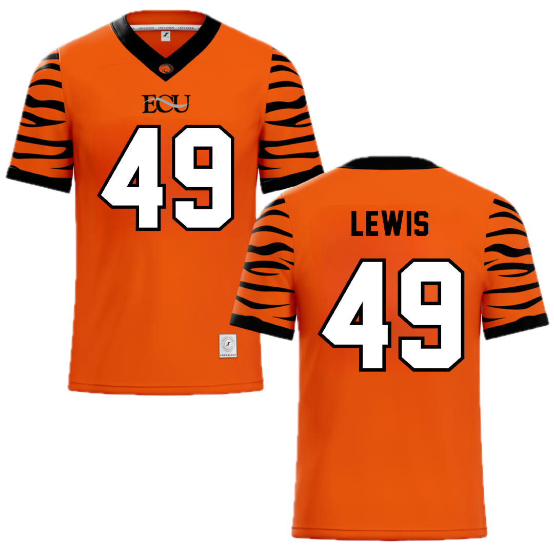 East Central University Orange Football Jersey - #49 Amajah Lewis