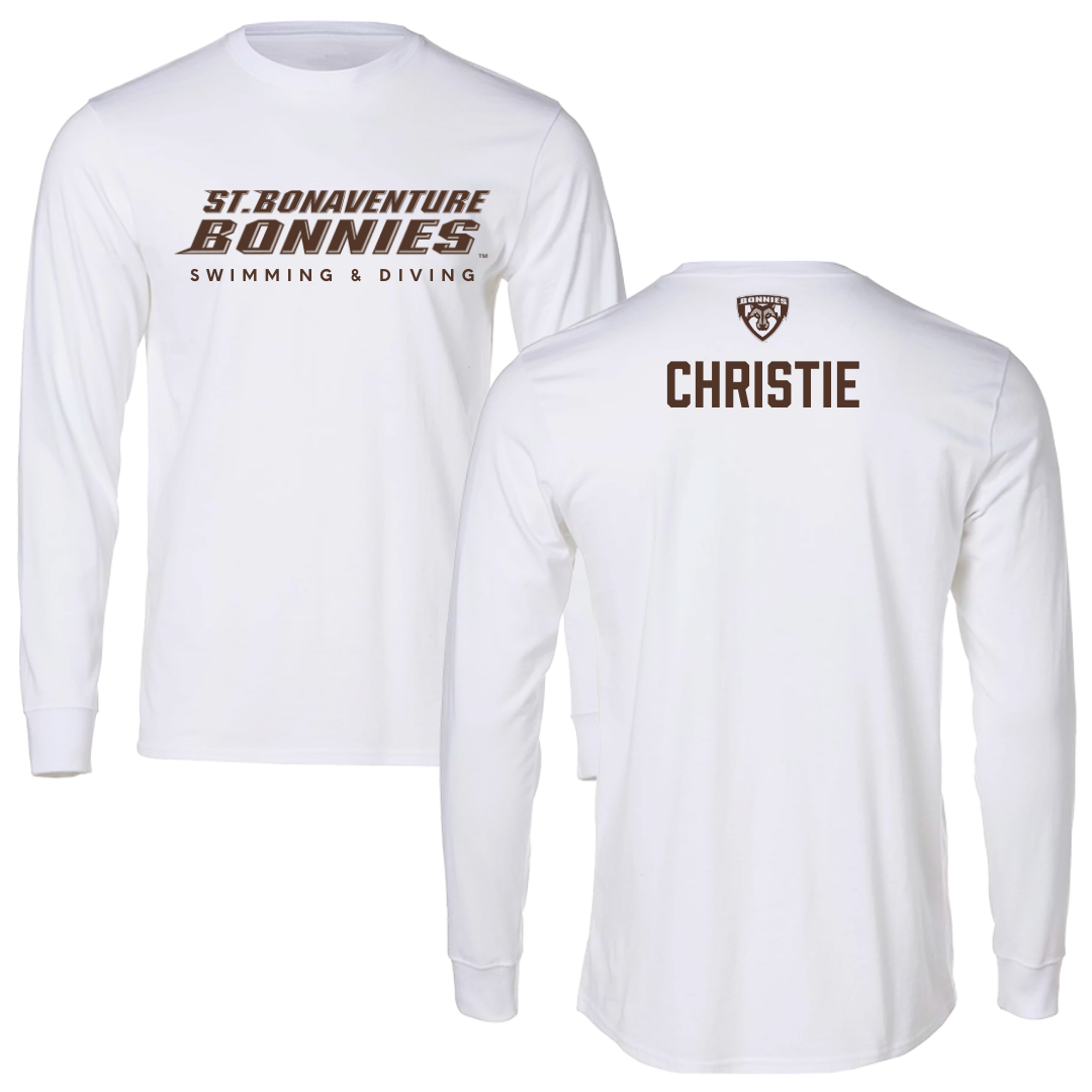 St. Bonaventure University Swimming & Diving White Performance Long Sleeve - Paris Christie