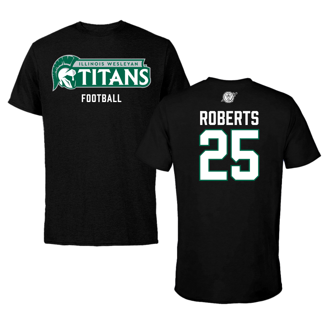 Illinois Wesleyan University Football Black Tee - #25 Jaxson Roberts