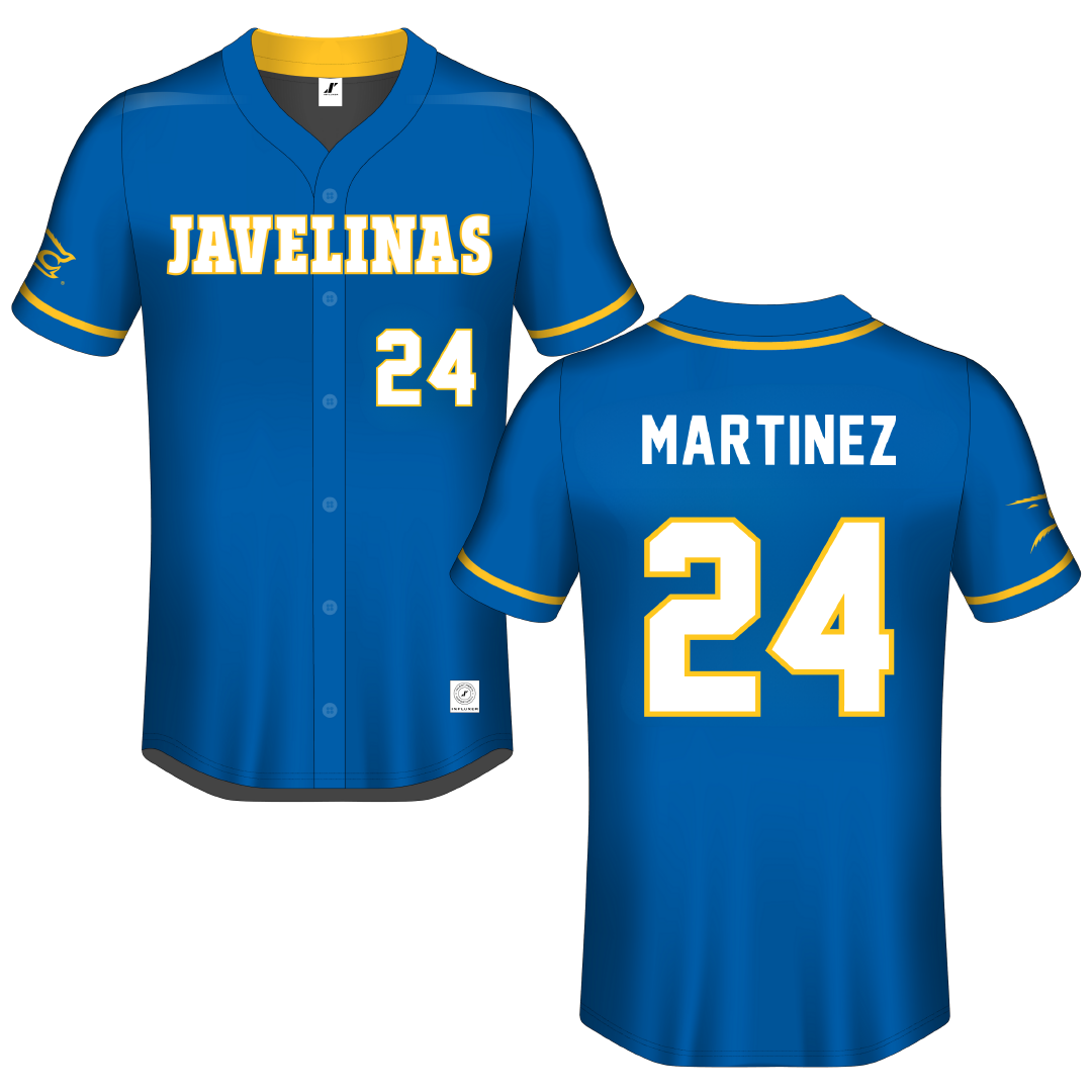 Texas A&M University-Kingsville Blue Button-Down Jersey - #24 Andrea Martinez