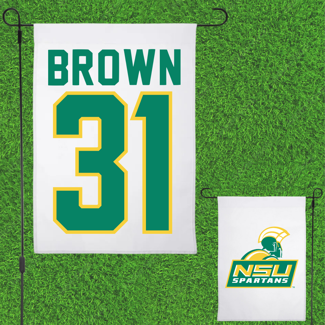 Norfolk State University Basketball White Garden Flag - #31 Cahiem Brown