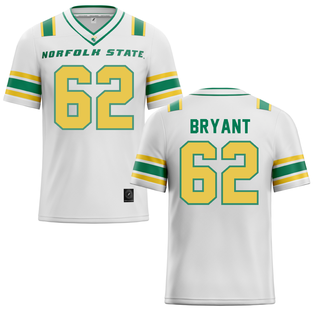 Norfolk State University White Football Jersey - #62 Jaden Bryant