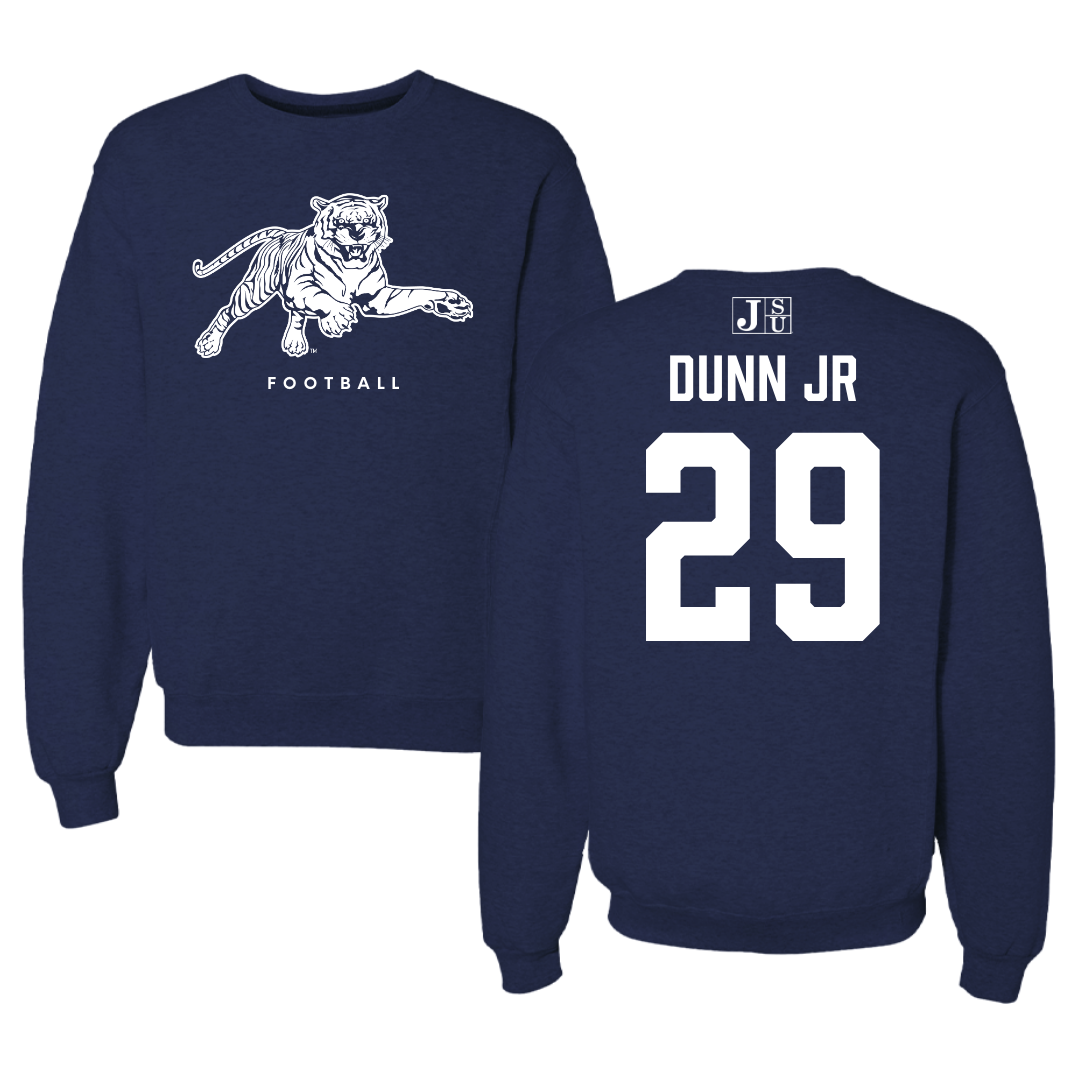 Jackson State University Football Navy Crewneck - #29 Frankie Dunn Jr