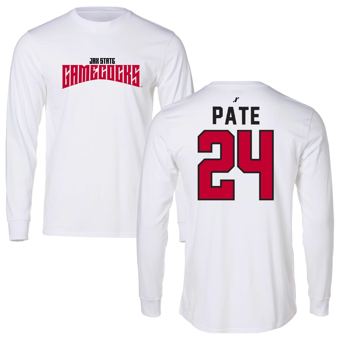 Jacksonville State University Softball White Classics Performance Long Sleeve - #24 Ella Pate
