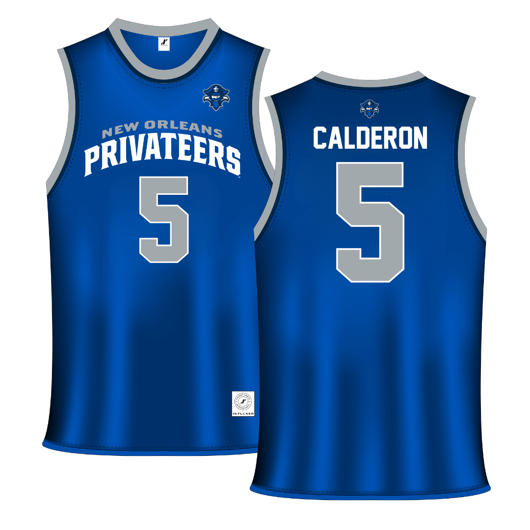 University of New Orleans Blue Basketball Jersey - #5 Alexis Calderon
