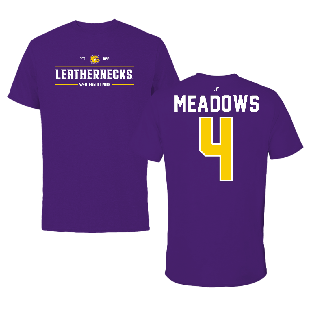Western Illinois University Basketball Purple General Tee - #4 Allie Meadows