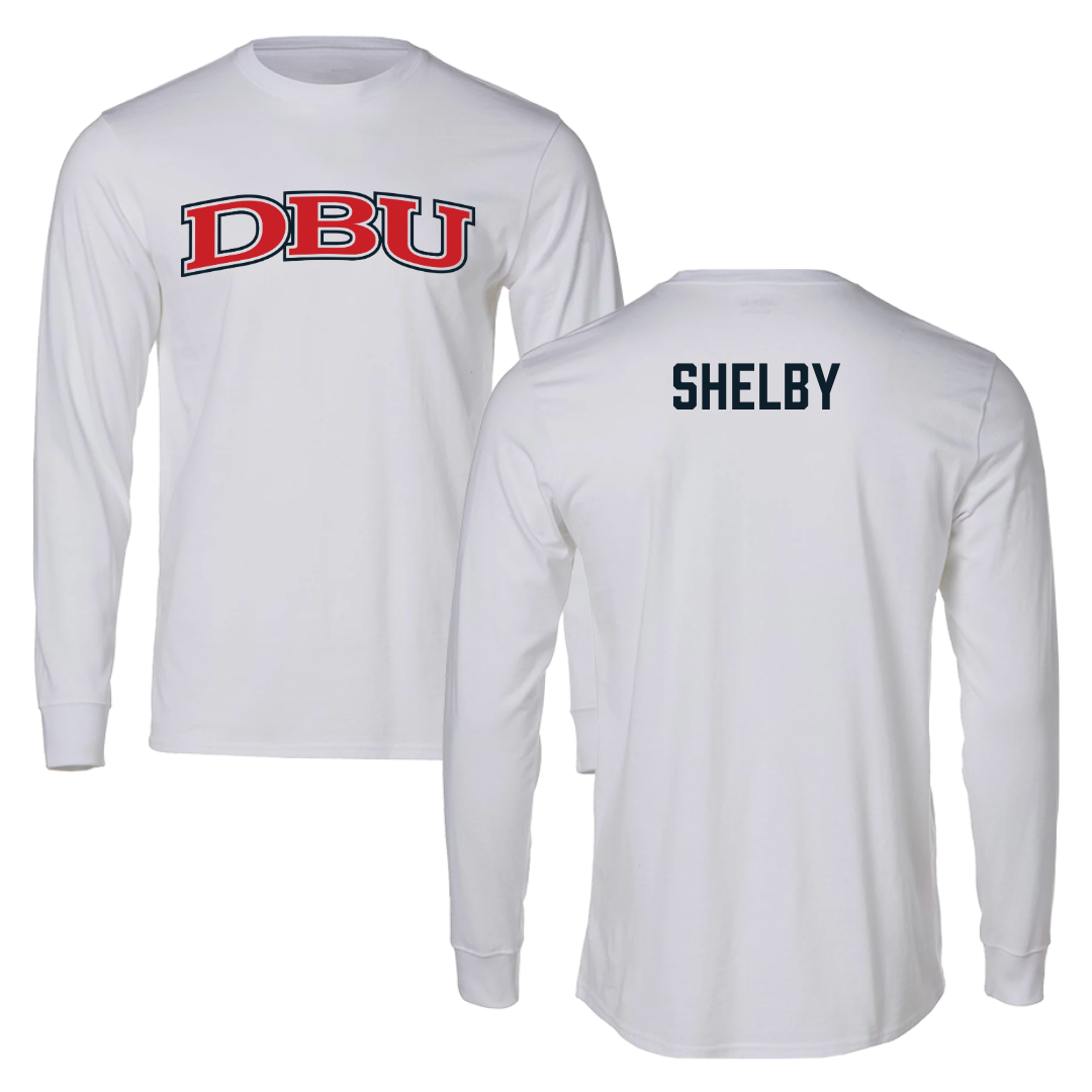 Dallas Baptist University TF and XC White Performance Long Sleeve - Noah Shelby