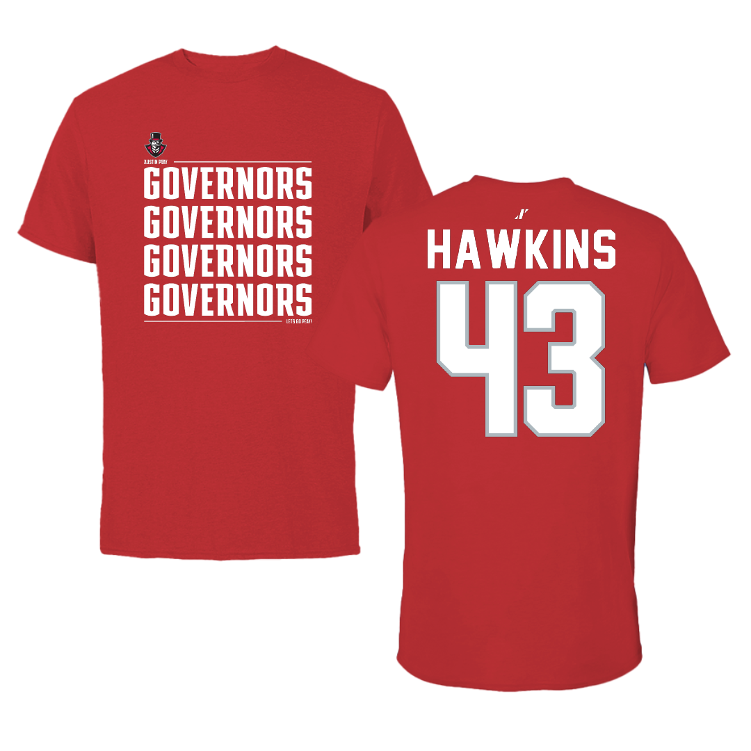 Austin Peay State University Football Red General Performance Tee - #43 Garrett Hawkins