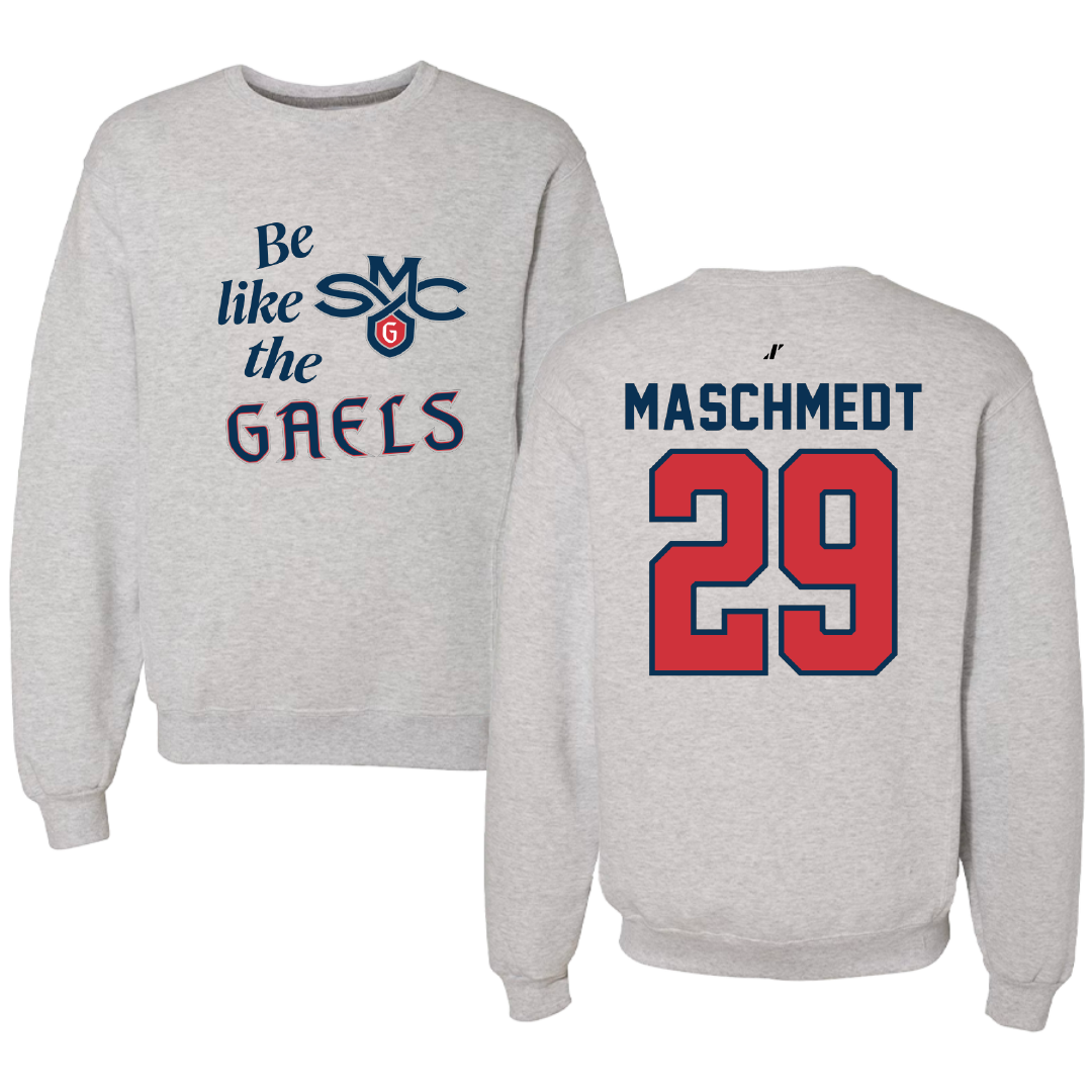 Saint Mary's College of California Soccer Light Gray Be Like Us Crewneck - #29 Will Maschmedt