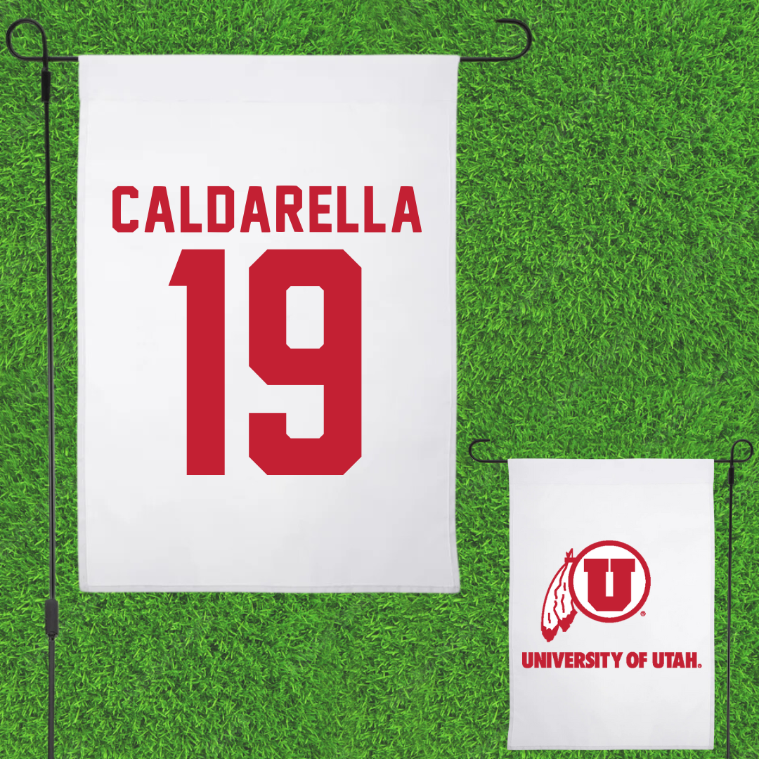 University of Utah Football White Garden Flag - #19 Luca Caldarella